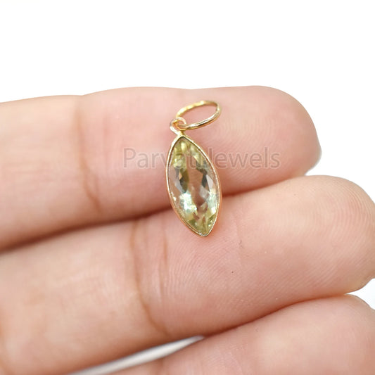 18k Solid Gold Green Aquamarine Charm, 18k Solid Gold Charm, Green Aquamarine 18K Gold Charm Pendant, Gift Jewelry, Handmade Charm