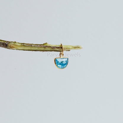Solid Gold Blue Topaz Square Shape Charm Pendant, 18K Solid Gold Blue Topaz Charm, Minimalist Charm Pendant, Gold Charm, Gift Jewelry (Copy)