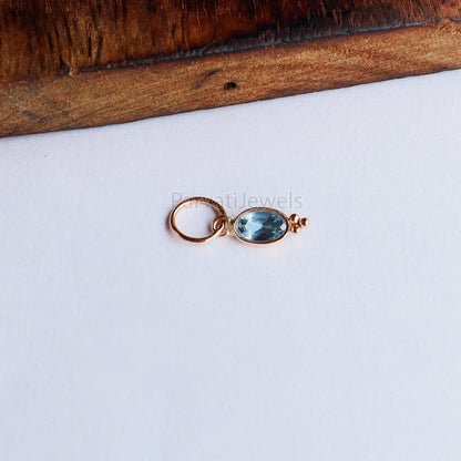 Natural Aquamarine Charm, 18k Solid Gold Charm, Aquamarine Gold Charm, Gold Charm, Charm Pendant, Handmade Gold Charm, Gift For Her