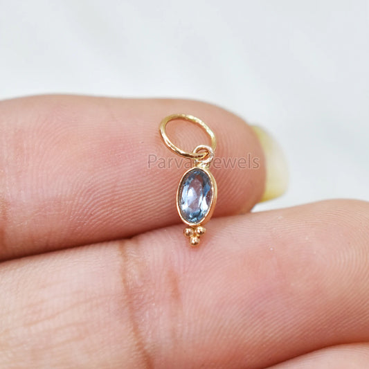 Natural Aquamarine Charm, 18k Solid Gold Charm, Aquamarine Gold Charm, Gold Charm, Charm Pendant, Handmade Gold Charm, Gift For Her