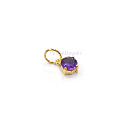 Natural African Amethyst Charm, 18k Solid Gold Charm, Prong Setting Jewelry, Gold Charm, Charm Pendant, Handmade Charm, February Birthstone