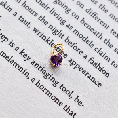 Beautiful Heart Shape Amethyst 18K Solid Gold Charm, Gold Charm, Amethyst Gold Charm, Solid Gold Charm, Handmade Gold Charm For Gifting
