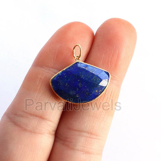 18Kt Natural Lapis Lazuli Charm, 18Kt Solid Gold Charm, Solid Gold Jewelry, Gold Charm, Handmade Gold Charm, Charm Pendant, Gift for Her