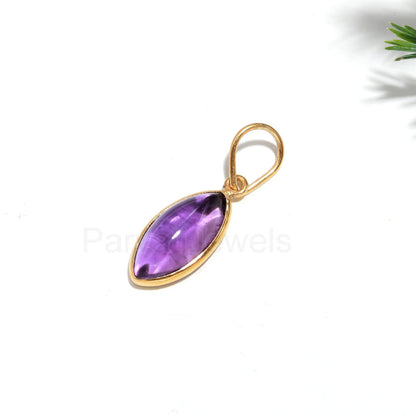 Natural Amethyst Charm, 18k Solid Gold Charm, February Birthstone Charm, Solid Gold Charm, Charm Pendant, Amethyst Charm,Handmade Gold Charm