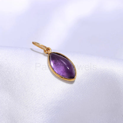 Natural Amethyst Charm, 18k Solid Gold Charm, February Birthstone Charm, Solid Gold Charm, Charm Pendant, Amethyst Charm,Handmade Gold Charm