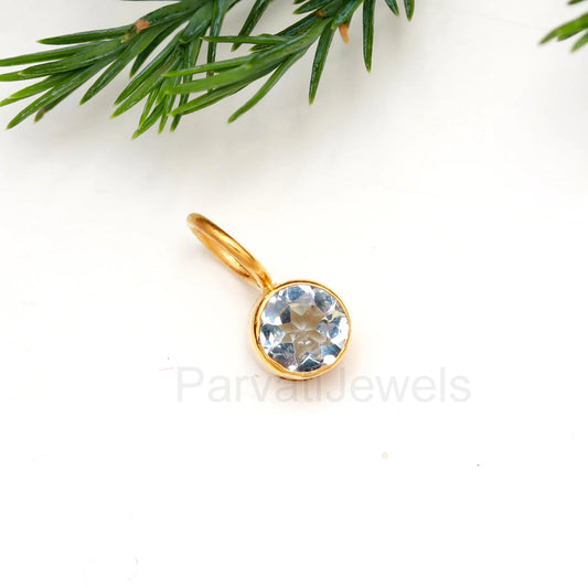 Natural Aquamarine Charm, 18k Solid Gold Charm, Handmade Gold Charm, Charm Pendant, Aquamarine Charms, Charms Necklace, Minimalist Pendant