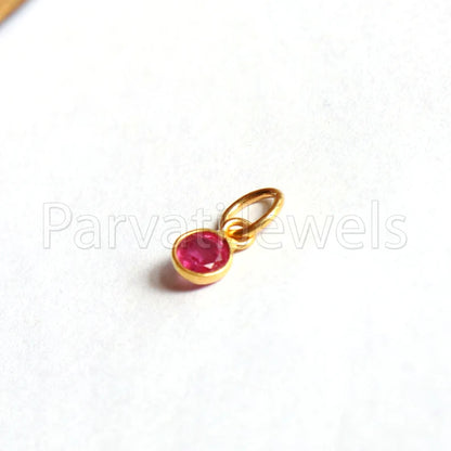 Ruby Charm, 18k Solid Gold Charm, Handmade Gold Charm, Charm Pendant, Charms Necklace, Ruby Charms, Minimalist Pendant, Natural Ruby Charms