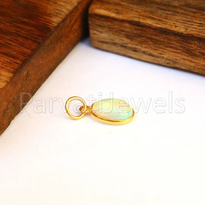 Natural Ethiopian Opal Charm, 18k Solid Gold Charm, Opal Charm, Gold Charm, Charm Necklace, Charm Pendant, Handmade Gold Charm, Gold Charms Pendant, Gift For Her Charm