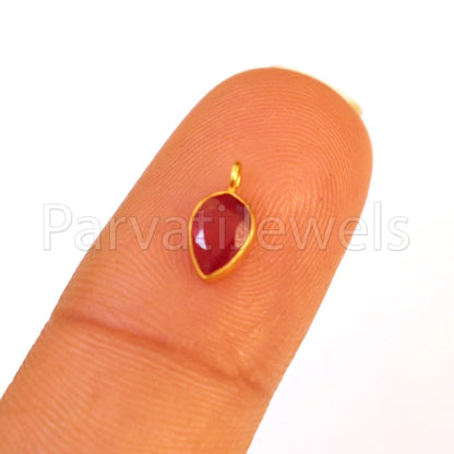 Ruby Charm, 18k Solid Gold Charm, Handmade Gold Charm, Charm Pendant, Charms Necklace, Ruby Charms, Minimalist Pendant, Natural Ruby Charms