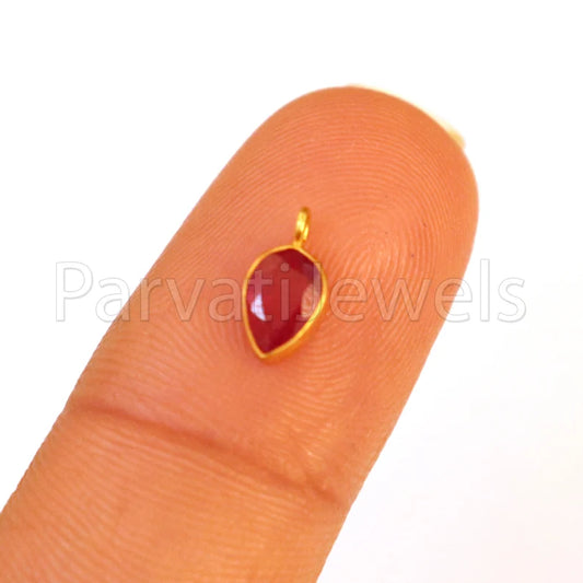 Ruby Charm, 18k Solid Gold Charm, Handmade Gold Charm, Charm Pendant, Charms Necklace, Ruby Charms, Minimalist Pendant, Natural Ruby Charms