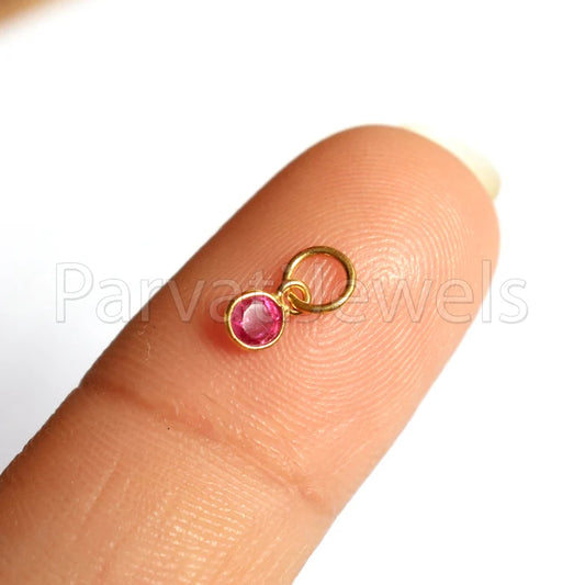 Ruby Charm, 18k Solid Gold Charm, Handmade Gold Charm, Charm Pendant, Charms Necklace, Ruby Charms, Minimalist Pendant, Natural Ruby Charms