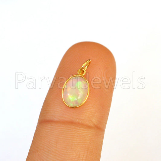 Natural Ethiopian Opal Charm, 18k Solid Gold Charm, Opal Charm, Gold Charm, Charm Necklace, Charm Pendant, Handmade Gold Charm, Gold Charms Pendant, Gift For Her Charm