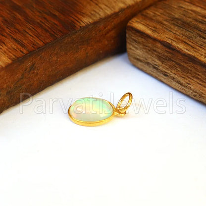 Natural Ethiopian Opal Charm, 18k Solid Gold Charm, Opal Charm, Gold Charm, Charm Necklace, Charm Pendant, Handmade Gold Charm, Gold Charms Pendant, Gift For Her Charm