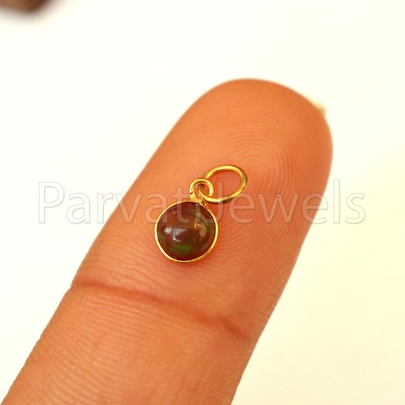 Natural Chalama Black Opal Charm, 18k Solid Gold Charm, Opal Charm, Gold Opal Charm, Charm Necklace, Charm Pendant, Handmade Gold Charm, Gold Charm Pendant, Christmas Gift Charm