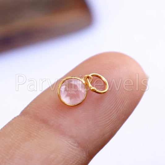 Rose Quartz Charm, 18k Solid Gold Charm, Natural Rose Quartz Charm, Gold Charm, Charm Pendant, Charm Necklace, Handmade Gold Charm