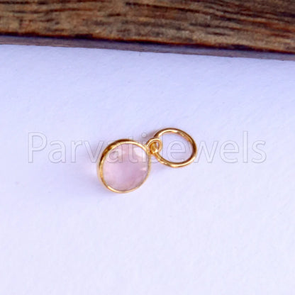 Rose Quartz Charm, 18k Solid Gold Charm, Natural Rose Quartz Charm, Gold Charm, Charm Pendant, Charm Necklace, Handmade Gold Charm