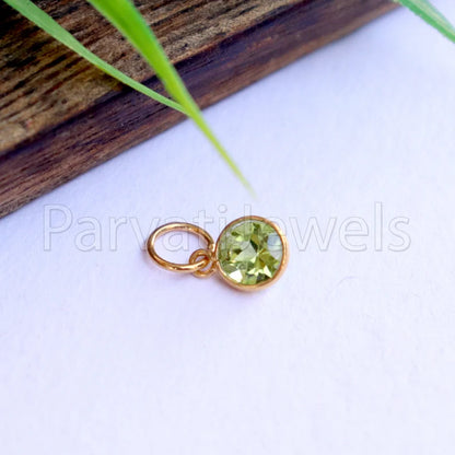 Peridot Charm, 18k Solid Gold Charm, Natural Peridot Charm, Gold Charm, Charm Pendant, Charm Necklace, Handmade Gold Charm