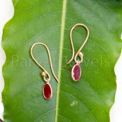 Natural Ruby Dangle Earring, Dangle Earring,Ruby Earring, Minimalist Dangle Earring, Ruby Drop Earrings,SOLID18K Gold earrings, Gift for her