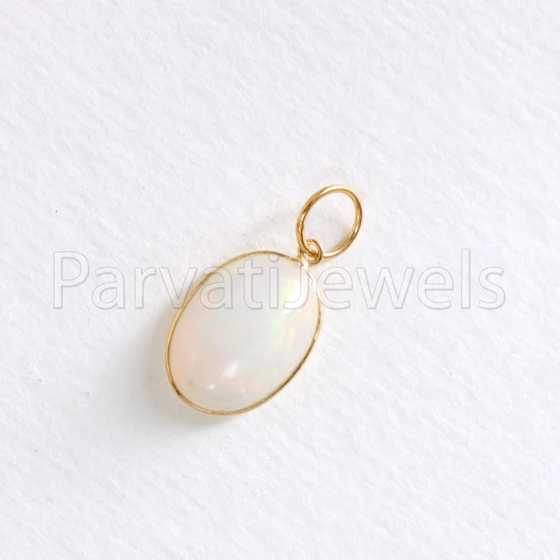 Natural Ethiopian Opal Charm, 18k Solid Gold Charm, Opal Charm, Gold Charm, Charm Necklace, Charm Pendant, Handmade Gold Charm, Gold Charms Pendant, Gift For Christmas Charm, Gift For Her Charm