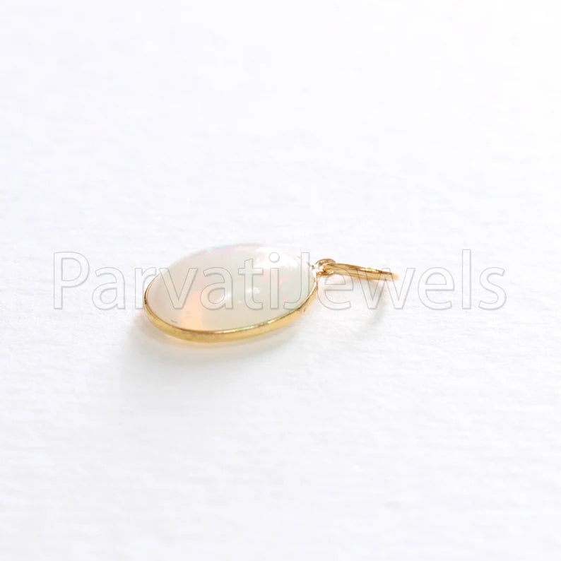 Natural Ethiopian Opal Charm, 18k Solid Gold Charm, Opal Charm, Gold Charm, Charm Necklace, Charm Pendant, Handmade Gold Charm, Gold Charms Pendant, Gift For Christmas Charm, Gift For Her Charm
