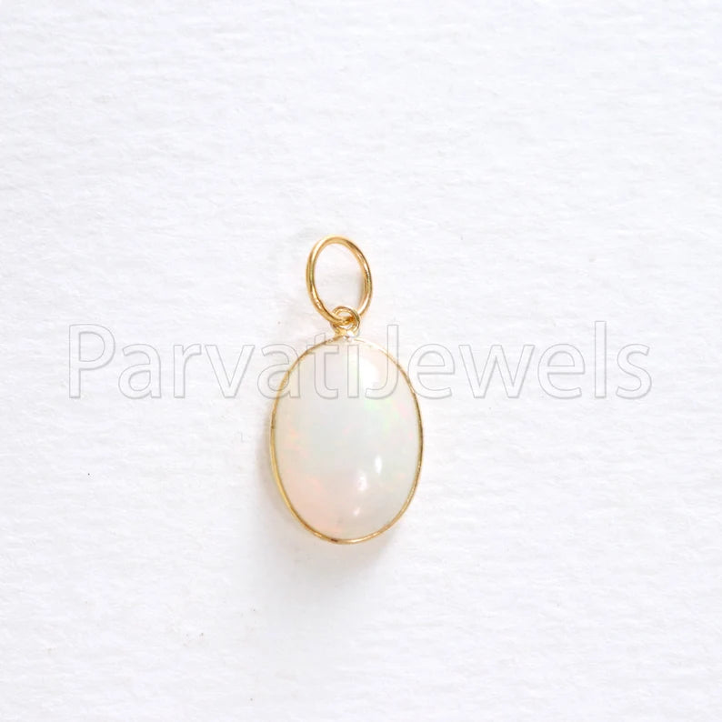 Natural Ethiopian Opal Charm, 18k Solid Gold Charm, Opal Charm, Gold Charm, Charm Necklace, Charm Pendant, Handmade Gold Charm, Gold Charms Pendant, Gift For Christmas Charm, Gift For Her Charm