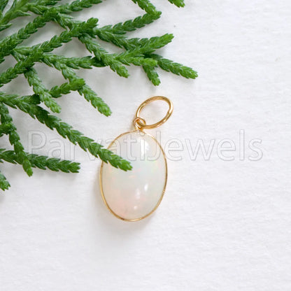Natural Ethiopian Opal Charm, 18k Solid Gold Charm, Opal Charm, Gold Charm, Charm Necklace, Charm Pendant, Handmade Gold Charm, Gold Charms Pendant, Gift For Christmas Charm, Gift For Her Charm