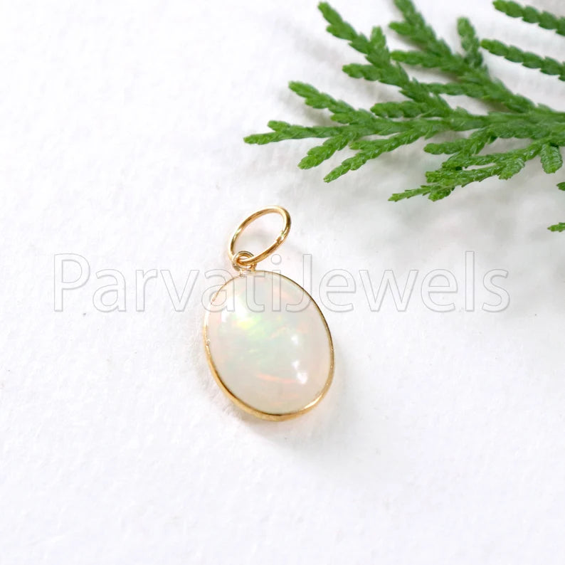Natural Ethiopian Opal Charm, 18k Solid Gold Charm, Opal Charm, Gold Charm, Charm Necklace, Charm Pendant, Handmade Gold Charm, Gold Charms Pendant, Gift For Christmas Charm, Gift For Her Charm