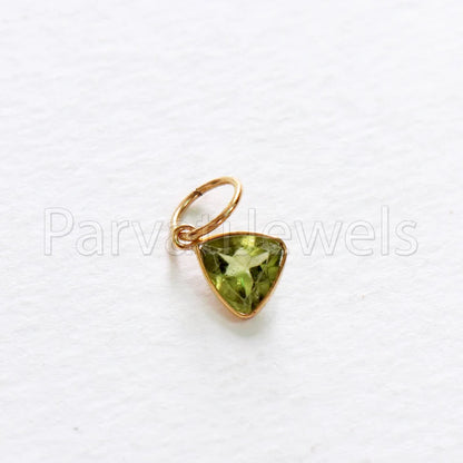 Peridot Charm, 18k Solid Gold Charm, Natural Peridot Charm, Gold Charm, Charm Pendant, Charm Necklace, Handmade Gold Charm