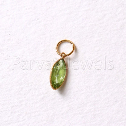 Peridot Charm, 18k Solid Gold Charm, Natural Peridot Charm, Gold Charm, Charm Pendant, Charm Necklace, Handmade Gold Charm