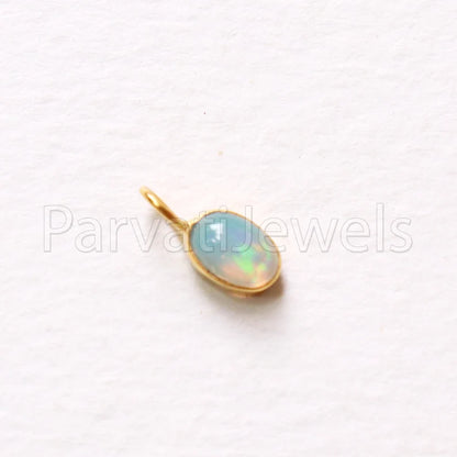 Natural Ethiopian Opal Charm, 18k Solid Gold Charm, Opal Charm, Gold Charm Pendant, Charm Necklace, Charm Pendant, Handmade Gold Charm, Opal Gold Charms