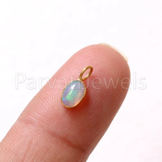 Natural Ethiopian Opal Charm, 18k Solid Gold Charm, Opal Charm, Gold Charm Pendant, Charm Necklace, Charm Pendant, Handmade Gold Charm, Opal Gold Charms