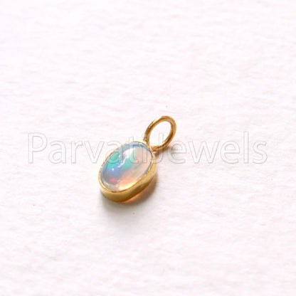 Natural Ethiopian Opal Charm, 18k Solid Gold Charm, Opal Charm, Gold Charm Pendant, Charm Necklace, Charm Pendant, Handmade Gold Charm, Opal Gold Charms