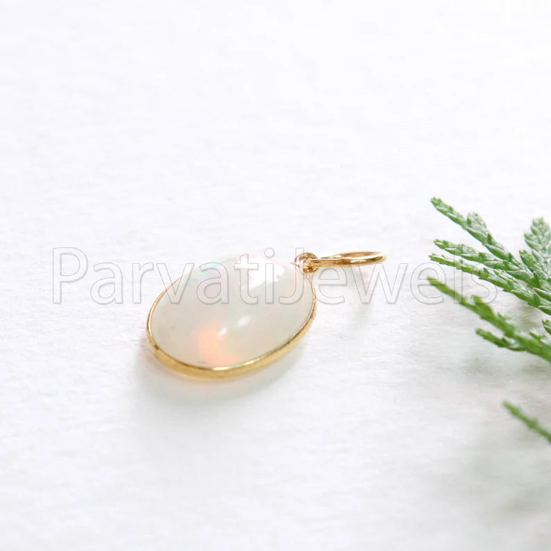 Natural Ethiopian Opal Charm, 18k Solid Gold Charm, Opal Charm, Gold Charm, Charm Necklace, Charm Pendant, Handmade Gold Charm, Gold Charms Pendant, Gift For Christmas Charm, Gift For Her Charm