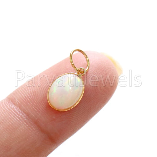 Natural Ethiopian Opal Charm, 18k Solid Gold Charm, Opal Charm, Gold Charm, Charm Necklace, Charm Pendant, Handmade Gold Charm, Gold Charms Necklace, Gift For Christmas Charm, Gift For Her charm