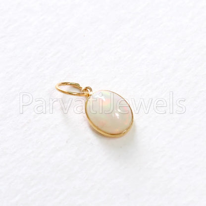 Natural Ethiopian Opal Charm, 18k Solid Gold Charm, Opal Charm, Gold Charm, Charm Necklace, Charm Pendant, Handmade Gold Charm, Gold Charms Necklace, Gift For Christmas Charm, Gift For Her charm