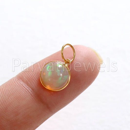 Natural Fire Ethiopian Opal Charm, 18k Solid Gold Charm, Natural Opal Charm, Gold Charm, Charm Necklace, Charm Pendant, Handmade Gold Charm, Gold Charm Pendant, Christmas Gift Charm, Gift For Mom Charm