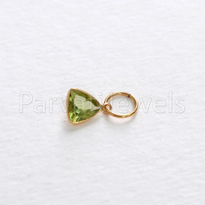 Peridot Charm, 18k Solid Gold Charm, Natural Peridot Charm, Gold Charm, Charm Pendant, Charm Necklace, Handmade Gold Charm
