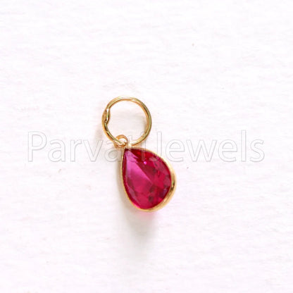Lab Ruby Charm, 18k Solid Gold Charm, Handmade Gold Charm, Charm Pendant, Charms Necklace, Ruby Charms, Minimalist Pendant, Ruby Charms