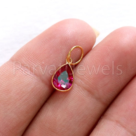 Lab Ruby Charm, 18k Solid Gold Charm, Handmade Gold Charm, Charm Pendant, Charms Necklace, Ruby Charms, Minimalist Pendant, Ruby Charms