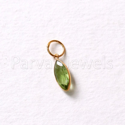 Peridot Charm, 18k Solid Gold Charm, Natural Peridot Charm, Gold Charm, Charm Pendant, Charm Necklace, Handmade Gold Charm