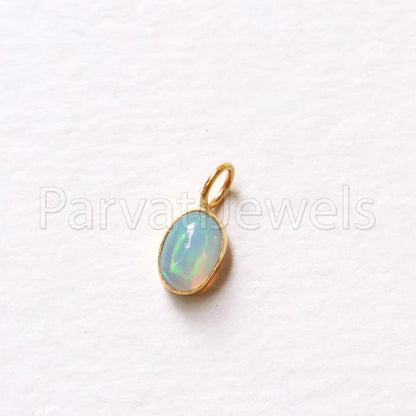 Natural Ethiopian Opal Charm, 18k Solid Gold Charm, Opal Charm, Gold Charm Pendant, Charm Necklace, Charm Pendant, Handmade Gold Charm, Opal Gold Charms