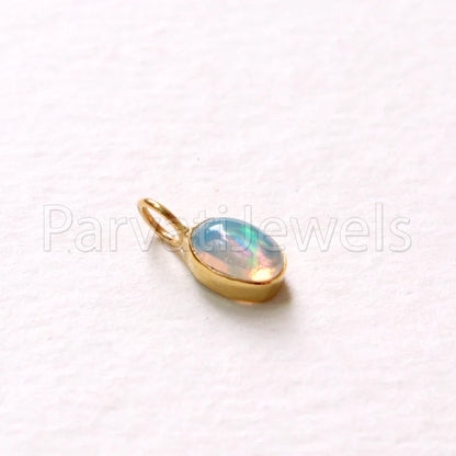 Natural Ethiopian Opal Charm, 18k Solid Gold Charm, Opal Charm, Gold Charm Pendant, Charm Necklace, Charm Pendant, Handmade Gold Charm, Opal Gold Charms