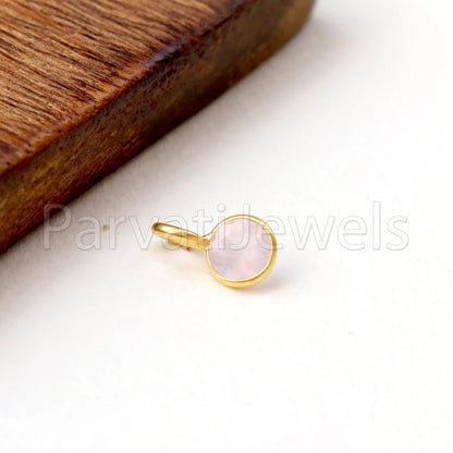 Natural Rose Quartz Charm, 18k Solid Gold Charm, Natural Rose Quartz Charm, Gold Charm, Charm Pendant, Charm Necklace, Handmade Gold Charm