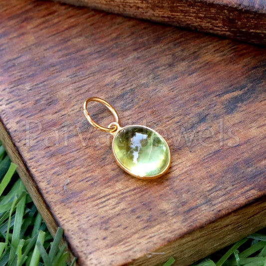 Peridot Green Tourmaline Charm, 18k Solid Gold Charm, Cabochon Green Tourmaline Charm, Gold Charm, Tourmaline Charm, Handmade Gold Charm