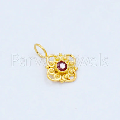 Natural Ruby Charm, 18k Solid Gold Charm, Handmade Gold Charm, Designer Charm Pendant, Charms Necklace, Ruby Charm