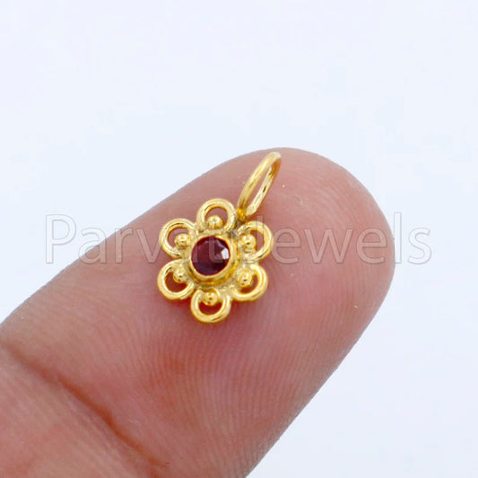 Natural Ruby Charm, 18k Solid Gold Charm, Handmade Gold Charm, Designer Charm Pendant, Charms Necklace, Ruby Charm