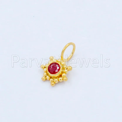 Natural Ruby Charm, 18k Solid Gold Charm, Handmade Gold Charm, Designer Charm Pendant, Charms Necklace, Ruby Charm
