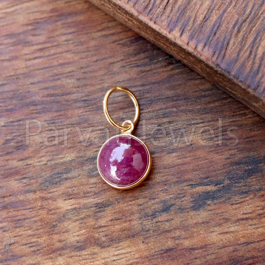 Ruby Charm, 18k Solid Gold Charm, Handmade Gold Charm, Charm Pendant, Charms Necklace, Ruby Charms, Minimalist Pendant, Cabochon Ruby Charms