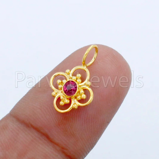 Natural Ruby Charm, 18k Solid Gold Charm, Handmade Gold Charm, Designer Charm Pendant, Charms Necklace, Ruby Charm