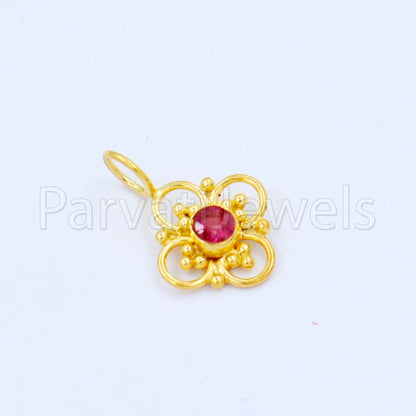 Natural Ruby Charm, 18k Solid Gold Charm, Handmade Gold Charm, Designer Charm Pendant, Charms Necklace, Ruby Charm
